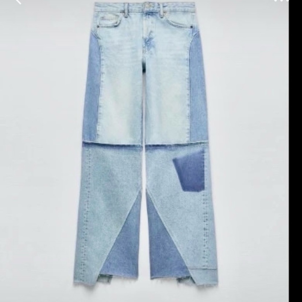 Zara Blue Patchwork TRF Jeans